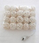 White Cane Rattan Ball Style - fairy lights